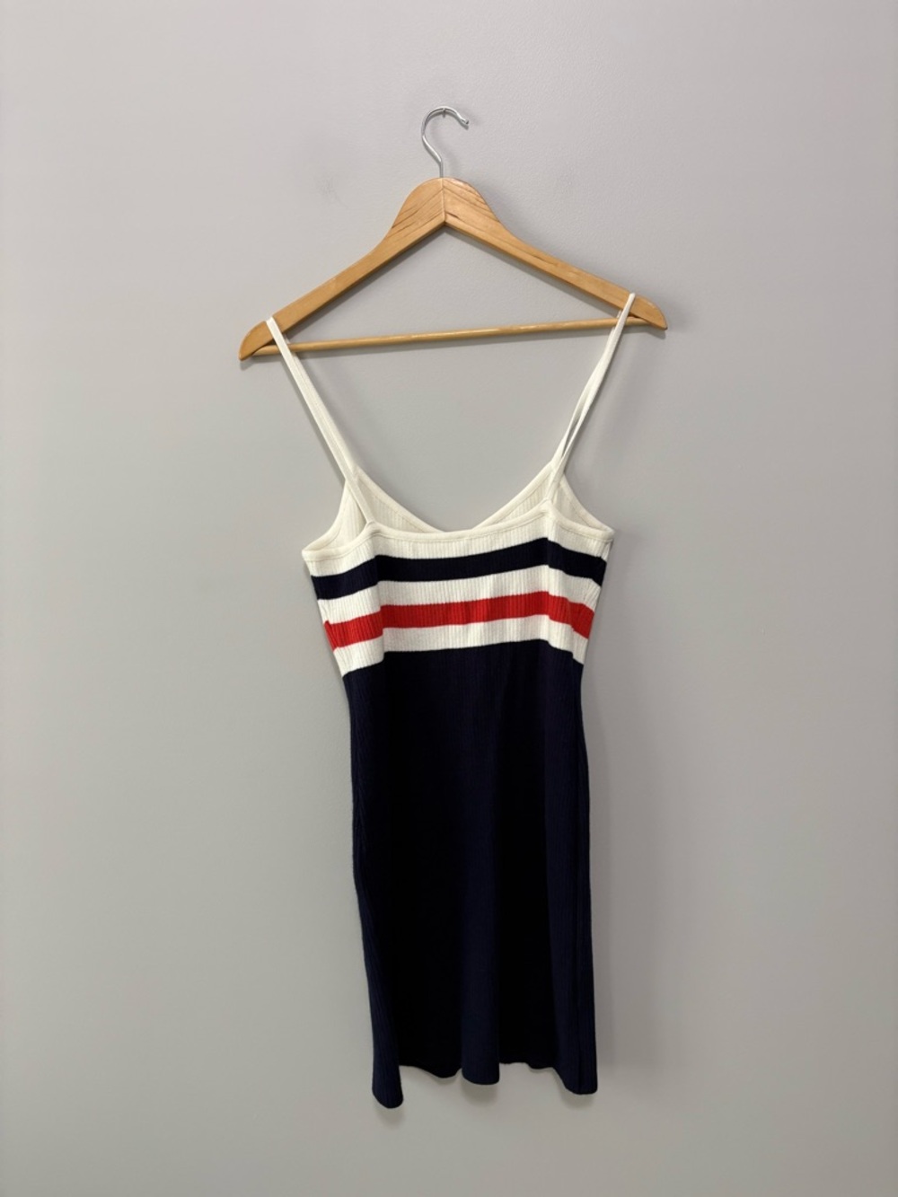 All American Classic Red White And Blue Sleeveless Ribbed Striped Knit Dress - Picture 3 of 5